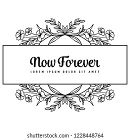 hand drawing flowers for now forever card vector