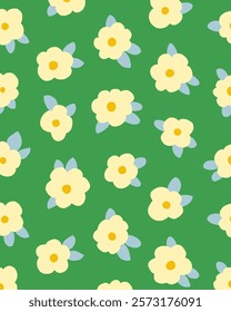 hand drawing flowers pattern, floral illustration with green background