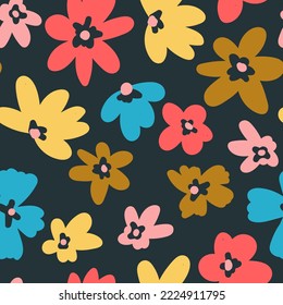 Dibujar flores a mano sin problemas diseño de impresión de patrones. Diseño de ilustraciones vectoriales para telas de moda, gráficos textiles, impresiones