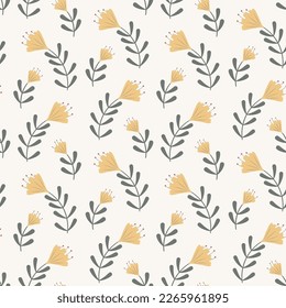 Hand drawing flowers seamless pattern print design. Vector illustration design for fashion fabrics, textile graphics, prints