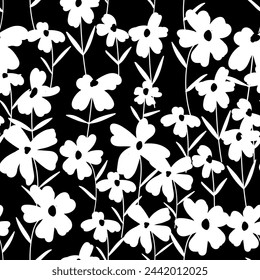 Hand Zeichnung Blumen nahtlose Muster Druck Design. Vektor-Illustrationsdesign für Modestoffe, Textilgrafiken und Drucke.