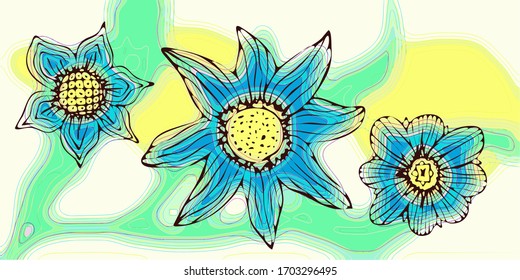Hand drawing flowers, vector illustration. Floral background for textile.