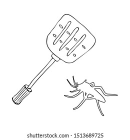 Hand Drawing Fly Swatter Mosquito Isolated Stock Vector (Royalty Free ...