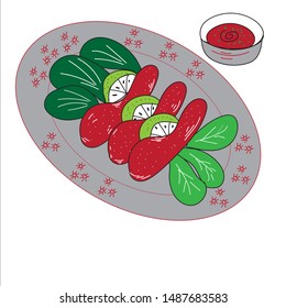 Hand Drawing Food Vector In Colour