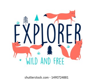 Hand drawing fox vector and slogan.
