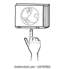 hand drawing freehand sketch hand with text book and globalization vector for design