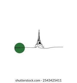 Hand drawing. French landmarks and city architecture in a simple linear style. You can edit the strokes.
An illustration of the Eiffel Tower landmark wall decor poster in one line.
