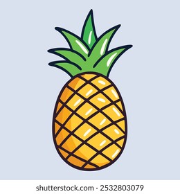 Una ilustración de piña fresca de dibujo a mano.