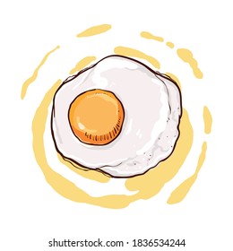 hand drawing fried eggs with colour