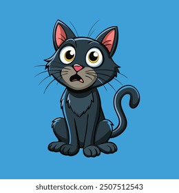 Hand drawing, a frightened black cat vector