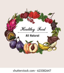 Hand drawing  fruit vector  for juice, banners,natural cosmetic, labels and dessert menu.
