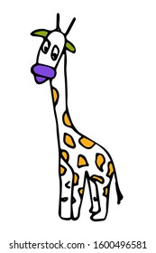 Hand drawing funny cartoon giraffe. Vector illustration