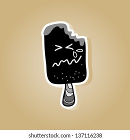 hand drawing funny cartoon ice cream sticker