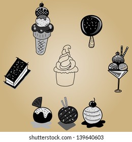 hand drawing funny cartoon ice cream sticker