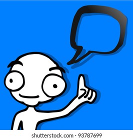 Hand drawing funny monster talking