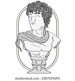 hand drawing Geek tattoos statue vaporwave black and white vintage style aesthetics. for tattoos skin element or poster element design