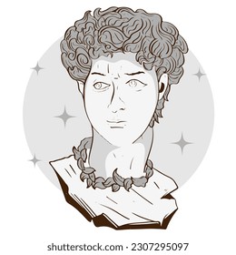 hand drawing Geek tattoos statue vaporwave black and white vintage style aesthetics. for tattoos skin element or poster element design