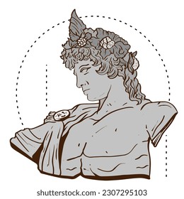 hand drawing Geek tattoos statue vaporwave black and white vintage style aesthetics. for tattoos skin element or poster element design