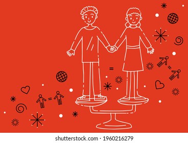 hand drawing GENDER EQUALITY image RGB illustration 
