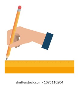 hand drawing with geometric rule school