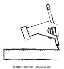 hand drawing with geometric rule school