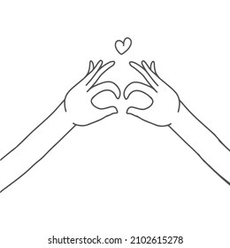 Hand drawing hand gesture love isolated on white background. special valentine day