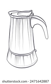 hand drawing of a geyser coffee maker vector