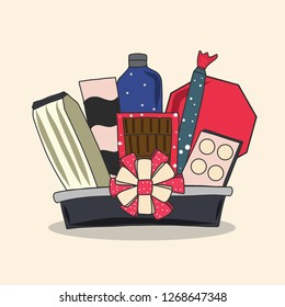 hand drawing gift basket vector