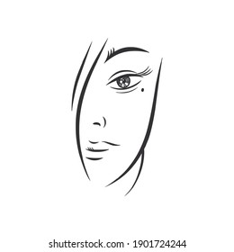 hand drawing girl face abstract illustration