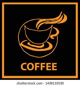 Hand drawing of a glass symbol containing coffee