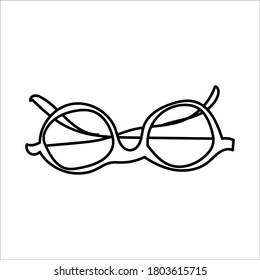 Gafas de dibujo a mano para la vista. arte de línea, imagen mínima. Para tarjetas de felicitación, libro de colorear infantil y diseño estacional. Ilustración vectorial Doodle de material aislado en fondo blanco.