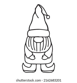 Hand drawing gnomes. Outline adorables gnomes isolated on white background