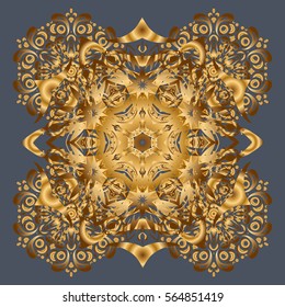Hand drawing gold star with elegant element isolated on a gray background. Vector illustration.