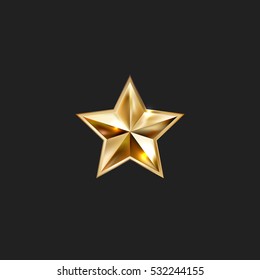 hand drawing gold star with five rays elegant element isolated on black background, vector illustration eps10