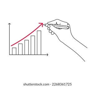 Hand drawing graphic chart business line art drawing illustration.