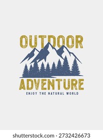 Hand Drawing Graphic tee Outdoor Adventure Enjoy The Natural World Mountain Forest Graphi