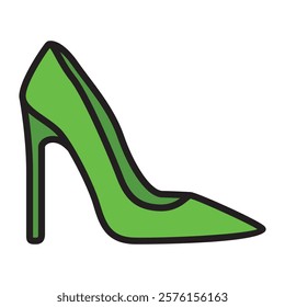 Hand Drawing of Green High Heel Shoe with Chic and Elegant Style