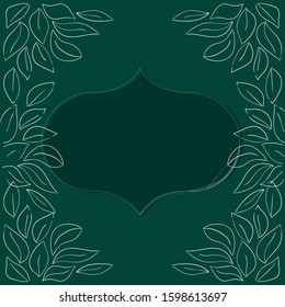 Hand drawing. Green leaves. Frame of green leaves