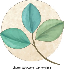 hand drawing green leaves vector