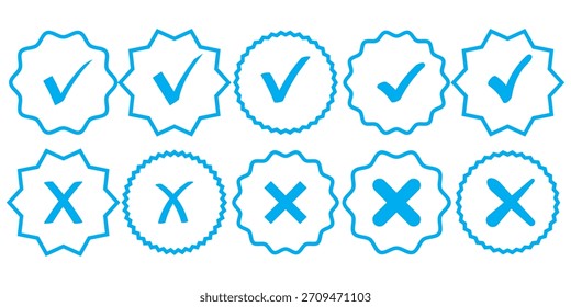 Ícone de marca de escala verde de desenho manual em plano de fundo branco. Conjunto de vetores de marca de verificação de desenho à mão digital. Conjunto de ícones de marca de escala do Creative Vetor.