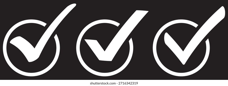 Dibujo a mano icono de marca de garrapata verde sobre fondo blanco. Conjunto de Vector de marca de verificación de dibujo digital a mano. Conjunto de iconos de marca de Vector creativo.
