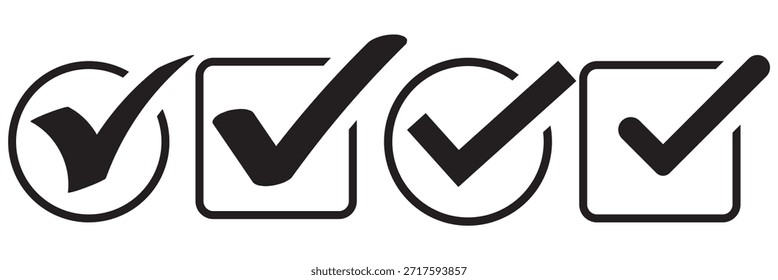 Dibujo a mano icono de marca de garrapata verde sobre fondo blanco. Conjunto de Vector de marca de verificación de dibujo digital a mano. Conjunto de iconos de marca de Vector creativo.
