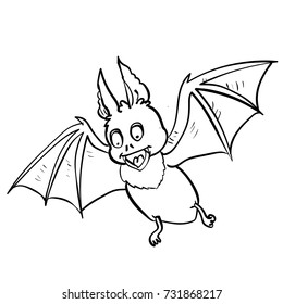 Hand drawing Halloween Bat Cartoon, Vampire evil, isolated on white background-Vector Character Design.
