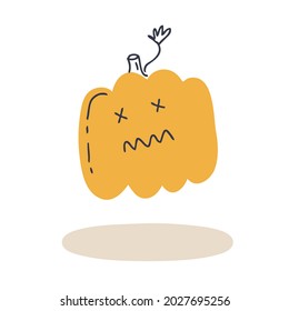 Hand drawing Halloween illustration of dead pumpkin. Perfect for T-shirt, textile and prints. Doodle vector illustration for decor and design.
