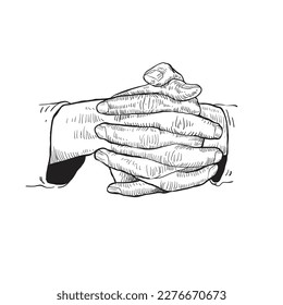 hand drawing hands holding each other tightly