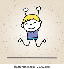 hand drawing happy cute kid line art. abstract people. happiness concept and illustration