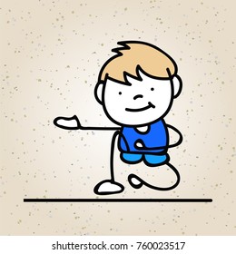 hand drawing happy cute kid line art. abstract people. happiness concept and illustration