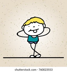 hand drawing happy cute kid line art. abstract people. happiness concept and illustration