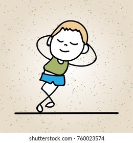 hand drawing happy cute kid line art. abstract people. happiness concept and illustration
