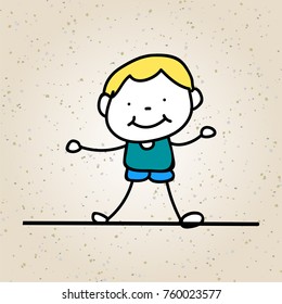 hand drawing happy cute kid line art. abstract people. happiness concept and illustration